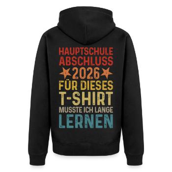 Hauptschule Abschluss 2026 T-Shirt - Unisex Premium Bio Zip Hoodie - Schwarz - Hinten - Nico (187cm)