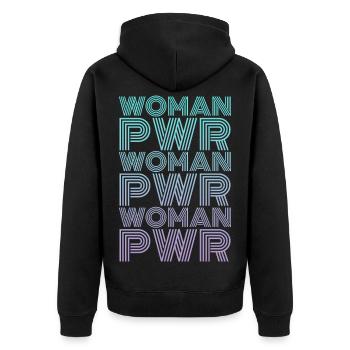 Woman Power Frauenrechte - Unisex Premium Bio Zip Hoodie - Schwarz - Hinten - Nico (187cm)