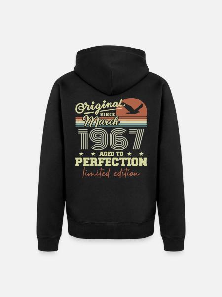 Birthday March 1967 - Unisex Premium Organic Zip Hoodie - black