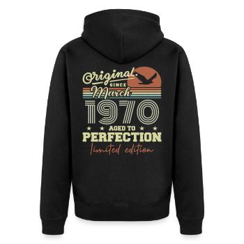 Anniversaire Mars 1970 - Veste à capuche bio Premium Unisexe - noir - Dos - Nico (187cm)