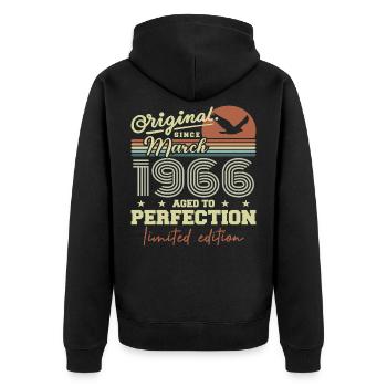 Geburtstag März 1966 - Unisex Premium Bio Zip Hoodie - Schwarz - Hinten - Nico (187cm)