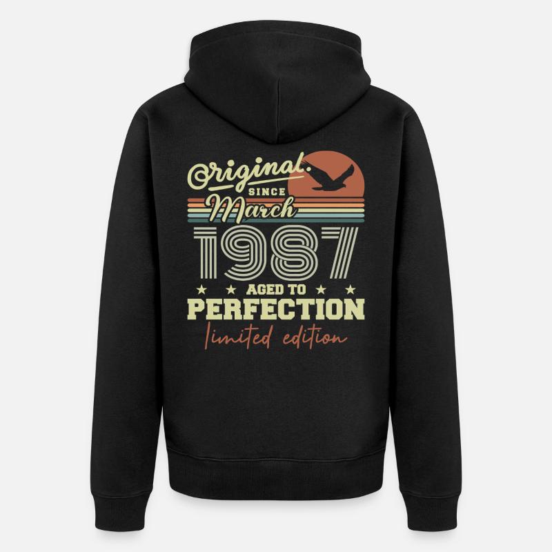 Anniversaire Mars 1987 - Veste à capuche bio Premium Unisexe - noir