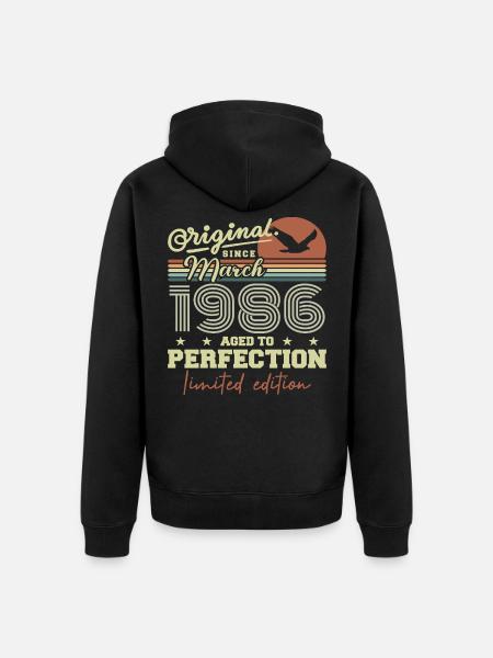 birthday March 1986 - Unisex Premium Organic Zip Hoodie - black