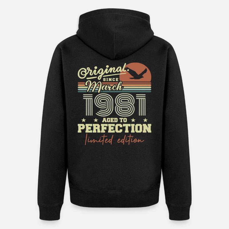 Anniversaire Mars 1981 - Veste à capuche bio Premium Unisexe - noir