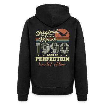 Anniversaire Mars 1990 - Veste à capuche bio Premium Unisexe - noir - Dos - Nico (187cm)