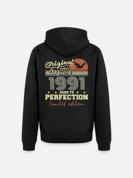 Birthday March 1991 - Unisex Premium Organic Zip Hoodie - black