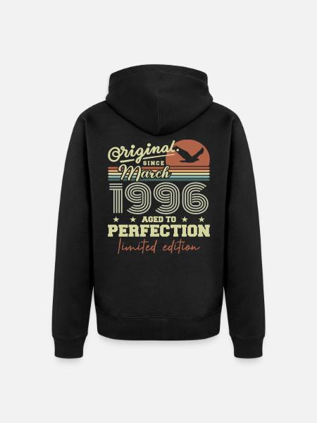 Birthday March 1996 - Unisex Premium Organic Zip Hoodie - black