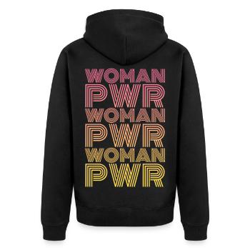 Woman Power - Unisex Premium Bio Zip Hoodie - Schwarz - Hinten - Nico (187cm)