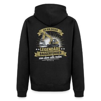 Baggerfuehrer Baggerfahrer - Unisex Premium Bio Zip Hoodie - Schwarz - Hinten - Nico (187cm)