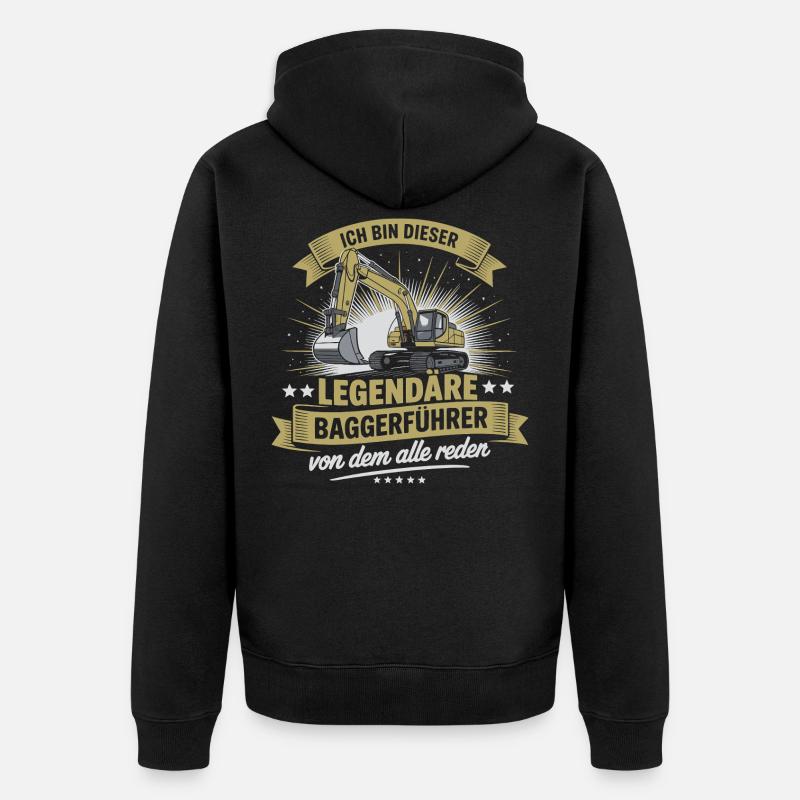 Baggerfuehrer Baggerfahrer - Unisex Premium Bio Zip Hoodie - Schwarz