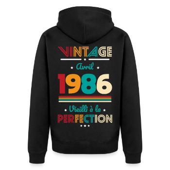 40 Jahre Jubiläum – Jahrgang – April 1986 - Unisex Premium Bio Zip Hoodie - Schwarz - Hinten - Nico (187cm)
