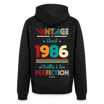 40 Jahre Jubiläum – Jahrgang – April 1986 - Unisex Premium Bio Zip Hoodie - Schwarz - Hinten - Nico (187cm)
