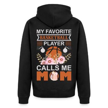 Mein Lieblingsbasketballspieler nennt mich Mama-Shirt - Unisex Premium Bio Zip Hoodie - Schwarz - Hinten - Nico (187cm)
