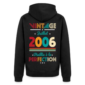 Anniversaire 20 ans - Vintage - Juillet 2006 - Veste à capuche bio Premium Unisexe - noir - Dos - Nico (187cm)