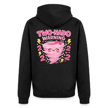 Avertissement à deux nado : 2e anniversaire design - Veste à capuche bio Premium Unisexe - noir - Dos - Nico (187cm)