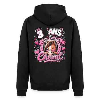Cheval 3 Ans Anniversaire Fille Poney - Veste à capuche bio Premium Unisexe - noir - Dos - Nico (187cm)