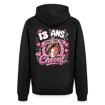 Cheval 13 Ans Anniversaire Ado Poney - Veste à capuche bio Premium Unisexe - noir - Dos - Nico (187cm)