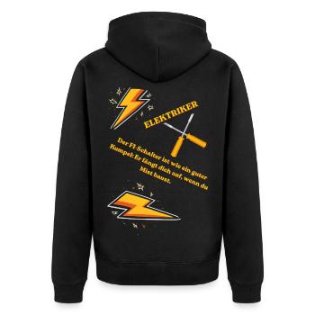 Elektriker T-Shirt Lustiges Geschenk Beruf Humor!! - Unisex Premium Bio Zip Hoodie - Schwarz - Hinten - Nico (187cm)