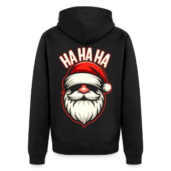 Santa Laugh HAHA Design - Unisex Premium Organic Zip Hoodie - black - Back - Nico (187cm)