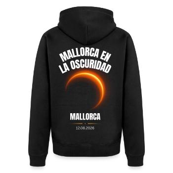 Mallorca en la Oscuridad Sonnenfinsternis 12.08.20 - Unisex Premium Bio Zip Hoodie - Schwarz - Hinten - Nico (187cm)