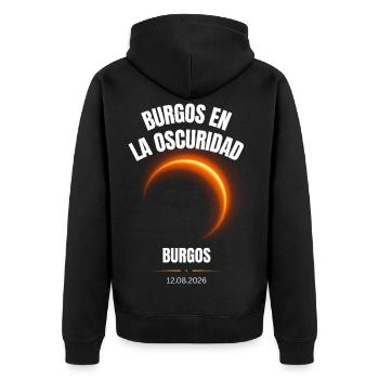 Burgos en la Oscuridad Totale Sonnenfinsternis 202 - Unisex Premium Bio Zip Hoodie - Schwarz - Hinten - Nico (187cm)