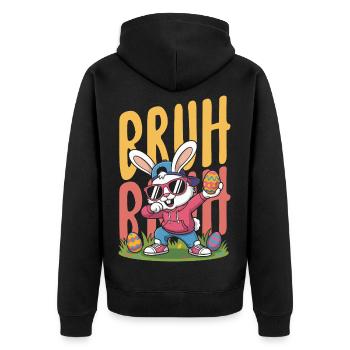Frohe Ostern Süßer Osterhase Eiersuche Ostereier - Unisex Premium Bio Zip Hoodie - Schwarz - Hinten - Nico (187cm)