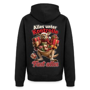 Alles unter Kontrolle, Fast alles - Unisex Premium Bio Zip Hoodie - Schwarz - Hinten - Nico (187cm)