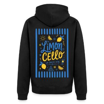 Limoncello - Unisex Premium Bio Zip Hoodie - Schwarz - Hinten - Nico (187cm)