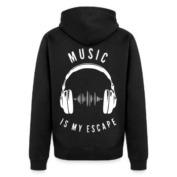 La musique est mon échappatoire - Veste à capuche bio Premium Unisexe - noir - Dos - Nico (187cm)