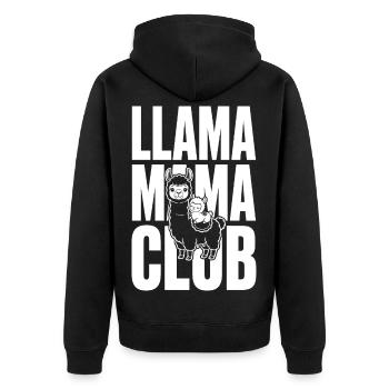 Club Lama Mama avec bébé lama - Veste à capuche bio Premium Unisexe - noir - Dos - Nico (187cm)