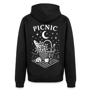 Summer Picnic – Sommer Picknick Motiv - Unisex Premium Bio Zip Hoodie - Schwarz - Hinten - Nico (187cm)
