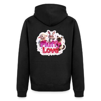 Fluffy_Love_Logo - Unisex Premium Bio Zip Hoodie - Schwarz - Hinten - Nico (187cm)