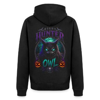 Eulenjäger-Nacht Halloween - Unisex Premium Bio Zip Hoodie - Schwarz - Hinten - Nico (187cm)