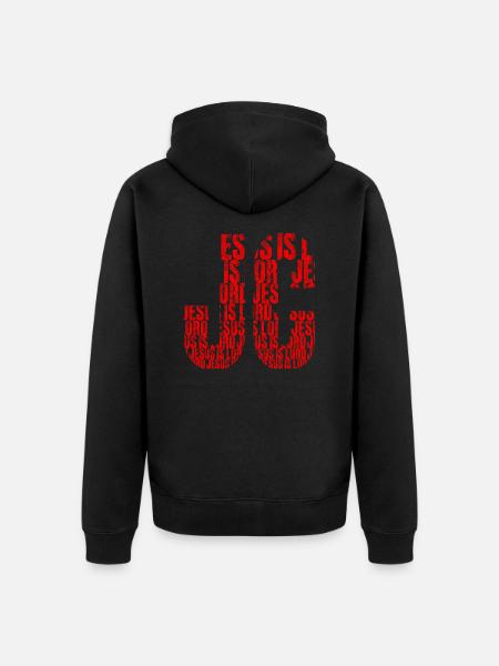 JC, Jesus, Jesus is Lord - Unisex Premium Organic Zip Hoodie - black