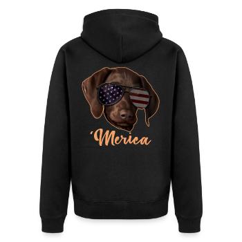 Merica Pointer 4th Of July Gift - Unisex Premium Organic Zip Hoodie - black - Back - Nico (187cm)