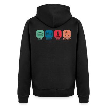 Je t’en ai dit un. Sleep. SUP. Repeat - Stand Up Paddling iSUP - Veste à capuche bio Premium Unisexe - noir - Dos - Nico (187cm)