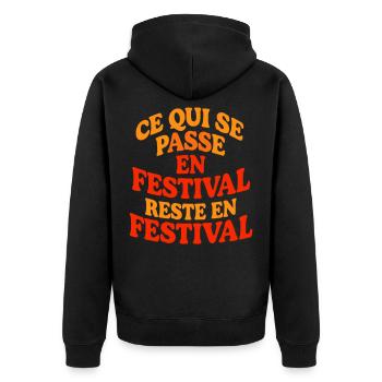 Ce qui se passe en festival – music festivals - Veste à capuche bio Premium Unisexe - noir - Dos - Nico (187cm)