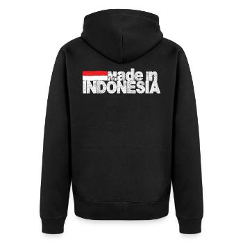 Indonesia - Unisex Premium Organic Zip Hoodie - black - Back - Nico (187cm)