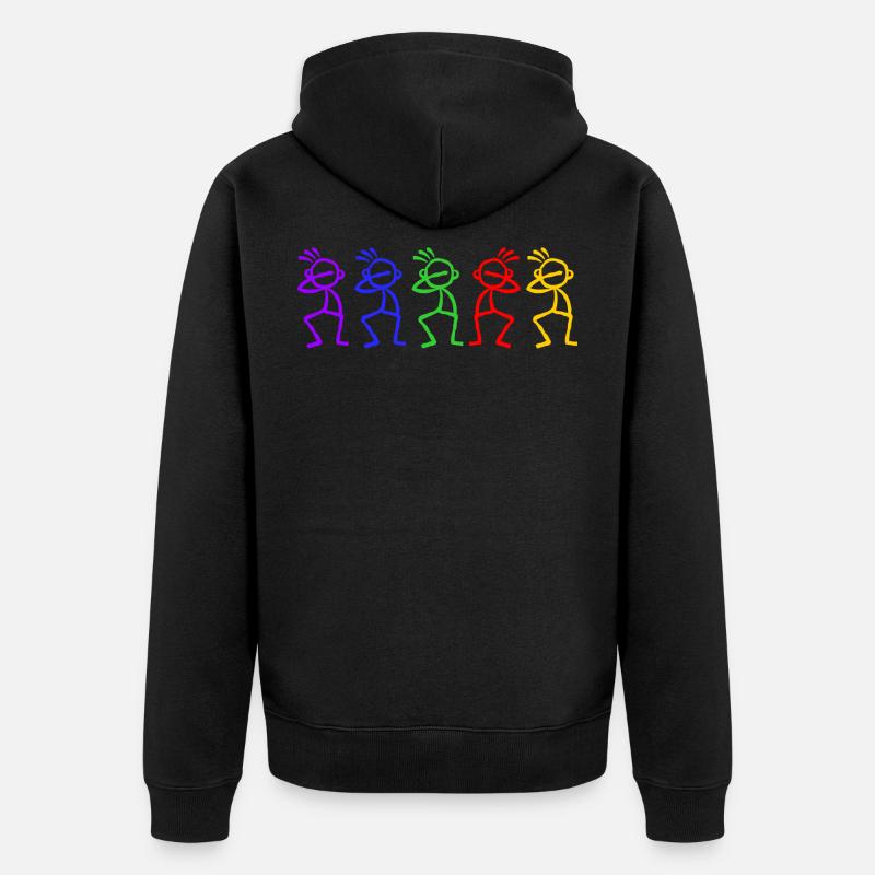 Dabbing 5 Strichmännchen Regenbogen Farbe - Unisex Premium Bio Zip Hoodie - Schwarz