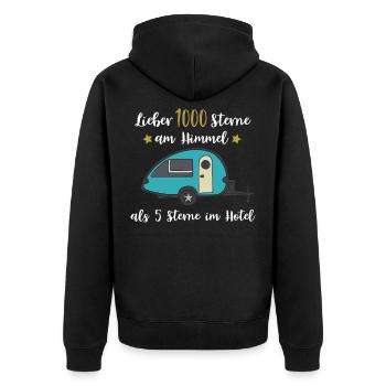camping camper spruch caravan campingplatz outdoor - Unisex Premium Bio Zip Hoodie - Schwarz - Hinten - Nico (187cm)
