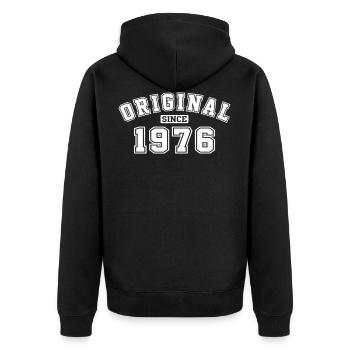 Depuis 1976, année d'origine Anniversaire Anniversaire - Veste à capuche bio Premium Unisexe - noir - Dos - Nico (187cm)