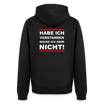funny saying, gift idea - Unisex Premium Organic Zip Hoodie - black - Back - Nico (187cm)