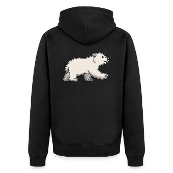 Eisbär, Baby, junges, süß, Tier, Zeichnung - Unisex Premium Bio Zip Hoodie - Schwarz - Hinten - Nico (187cm)