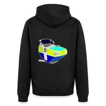Breakdance Kirmes Fahrgeschäft Schausteller - Unisex Premium Bio Zip Hoodie - Schwarz - Hinten - Nico (187cm)