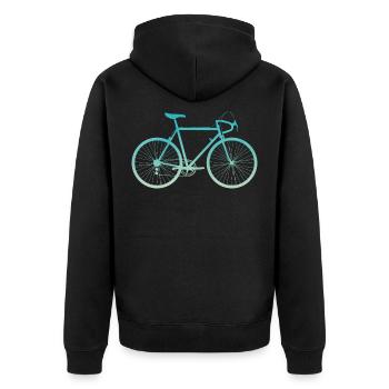 Rennrad Motiv Rennrad Motiv - Unisex Premium Bio Zip Hoodie - Schwarz - Hinten - Nico (187cm)