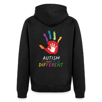 Sensibilisation à l’autisme C’est normal d’être différent - Veste à capuche bio Premium Unisexe - noir - Dos - Nico (187cm)