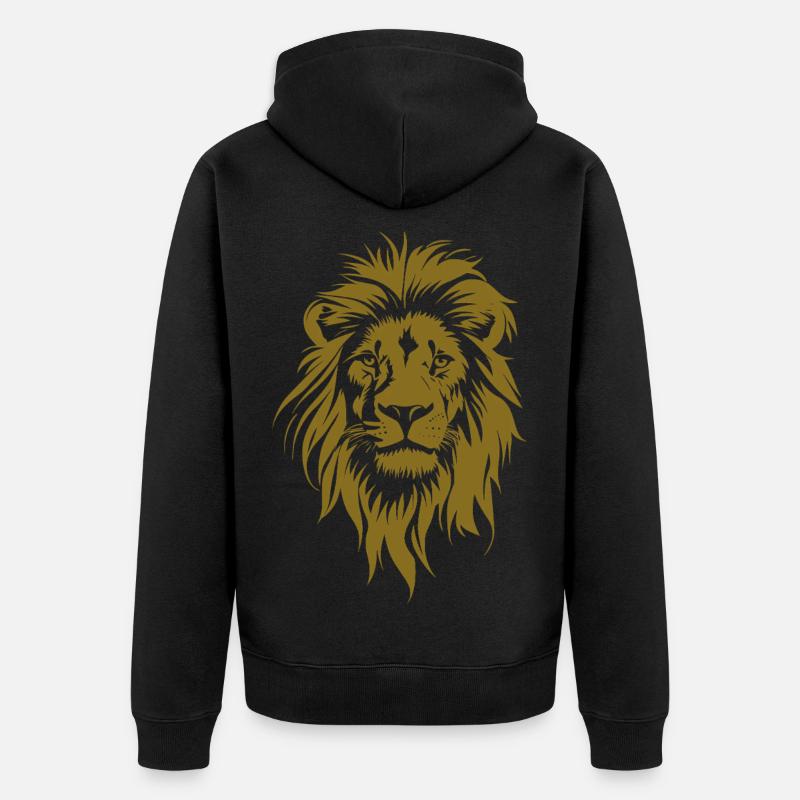 Visage de lion doré - Veste à capuche bio Premium Unisexe - noir