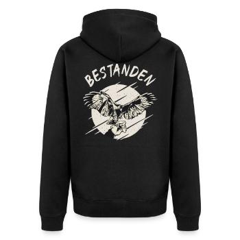 Falknerprüfung Beizjagd Falkner Falknerei falcon - Unisex Premium Bio Zip Hoodie - Schwarz - Hinten - Nico (187cm)
