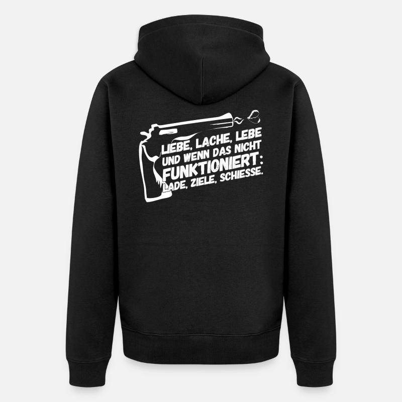 Waffe Pistole Sprüche Witzig - Unisex Premium Bio Zip Hoodie - Schwarz