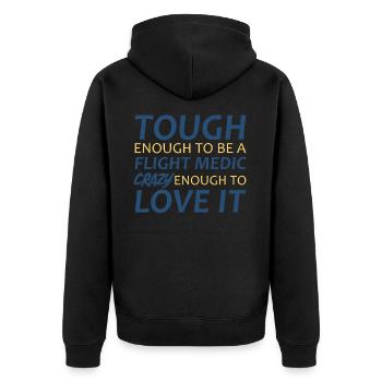 Flight Paramedic Crazy Luftrettung - Unisex Premium Bio Zip Hoodie - Schwarz - Hinten - Nico (187cm)